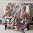 thumbnail image 6 of Gingerbread Man House Christmas Throw Blankets, Winter Teal Pink Soft Fleece Blanket Decorative for Home Sofa Couch Chair Living Bedroom, 40x50 inches,, 6 of 8