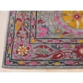 thumbnail image 4 of EORC Blue Hand-Tufted Wool Traditional Suzani Rug, 6' Round-Color:Blue,Material:Wool, 4 of 9