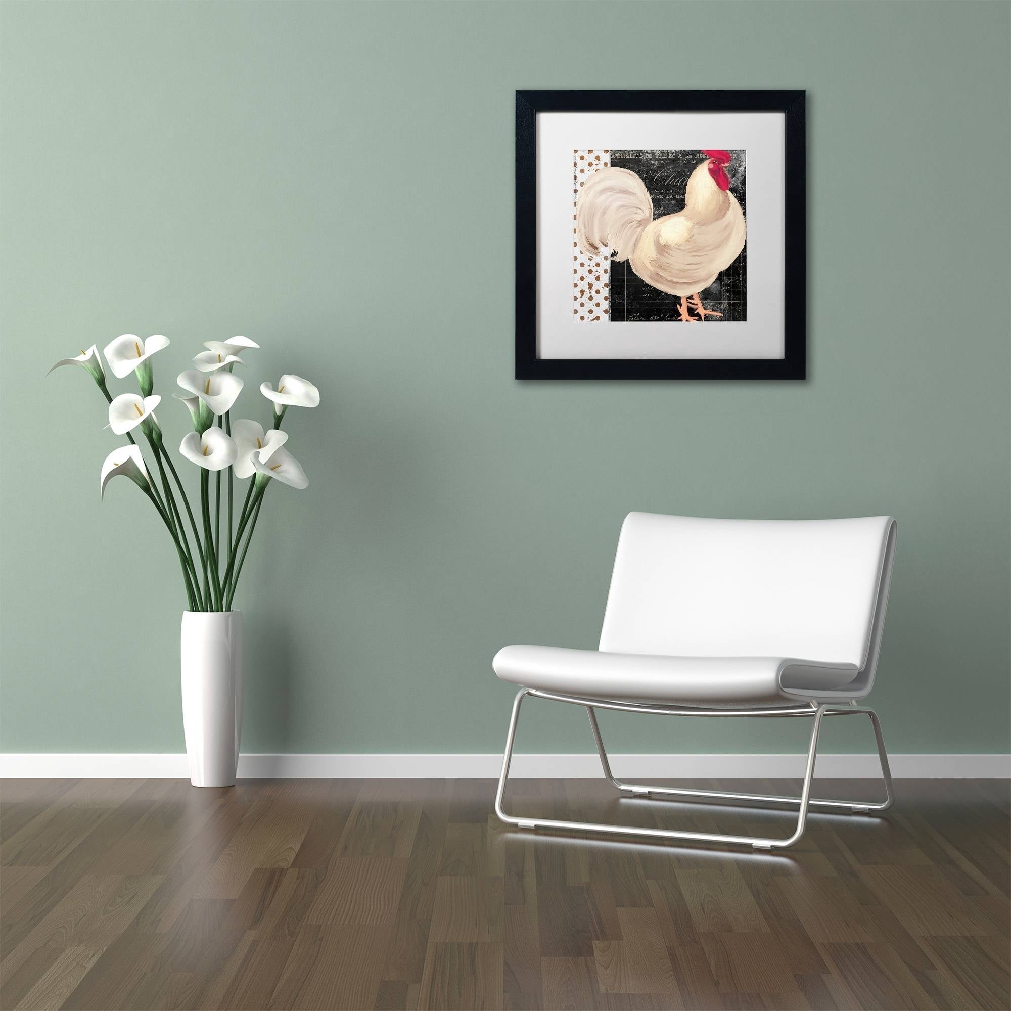Trademark Fine Art "White Rooster Caf? I" Canvas Art by Color Bakery White Matte, Black Frame
