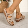 thumbnail image 5 of LOVZFMLL Wedges Sandals for Women Summer Casual Hollow Slippers Open Toe Comfort Walking Soft Beach Slides Slide On Outdoor Beige 6.5, 5 of 9