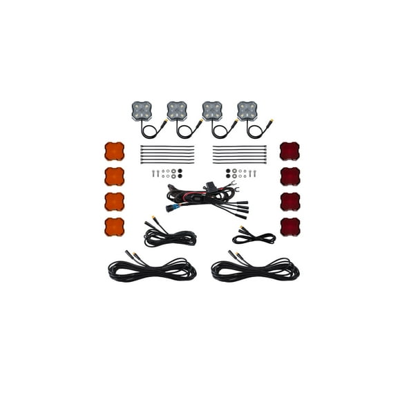 Diode Dynamics Stage Series Single Color LED Rock Light Kit (4-Pack), White Diffused without Magnet Mounts