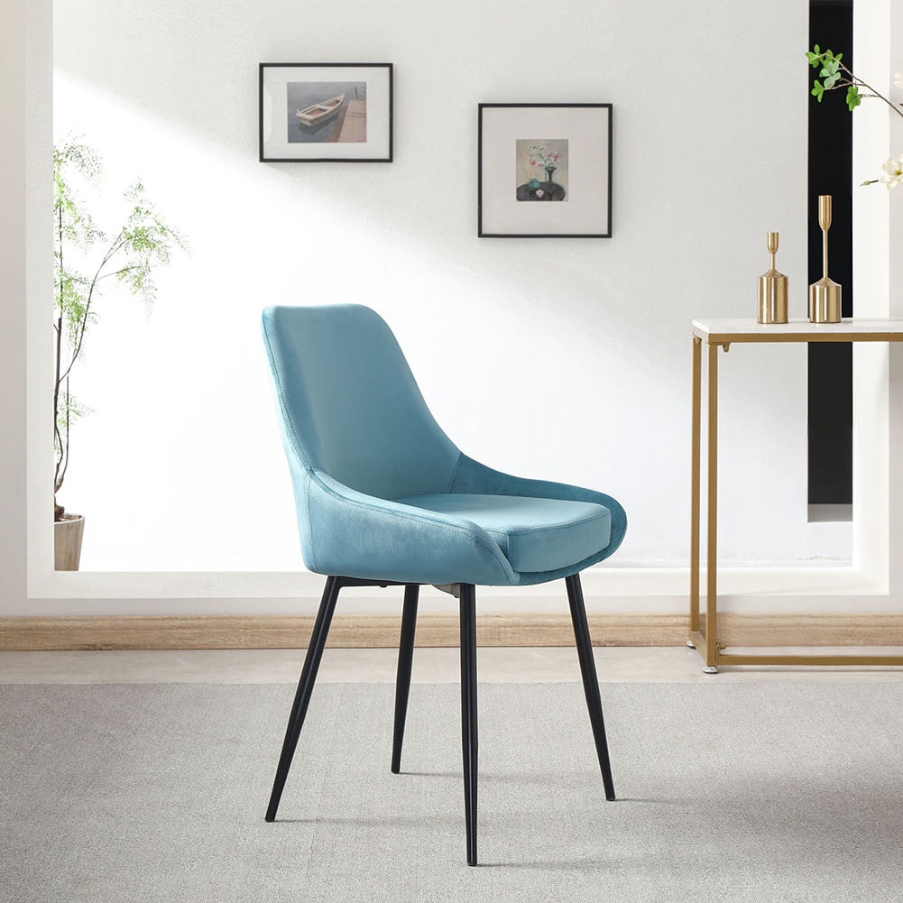 Kepooman Dining Chairs, Mid Century Modern Kitchen Velvet Upholstered Accent Leisure Chairs, Set of 2, Blue Kepooman Dining Chairs, Mid Century Modern Kitchen Velvet Upholstered Accent Leisure Chairs, Set of 2, Blue