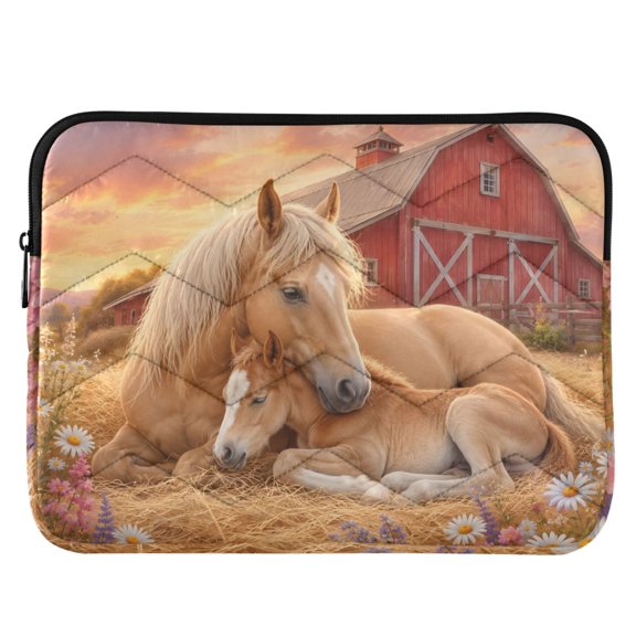ALAZA Horse Floral Glass Pattern Laptop Sleeve Case for 13-14 Inch Computer Cover Bag Medium