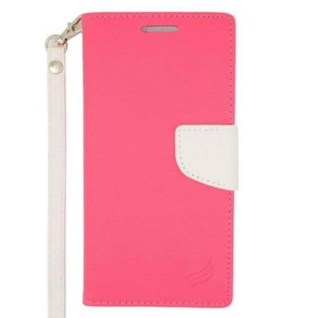 Htc Desire Eye Wallet Case Insten Flip Wallet Leather Stand Case with Lanyard & Card slot For HTC Desire Eye - Pink/White ()