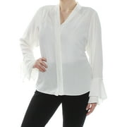 CALVIN KLEIN $59 Womens New 1056 White Illusion Bell Sleeve Top 1X Plus B+B