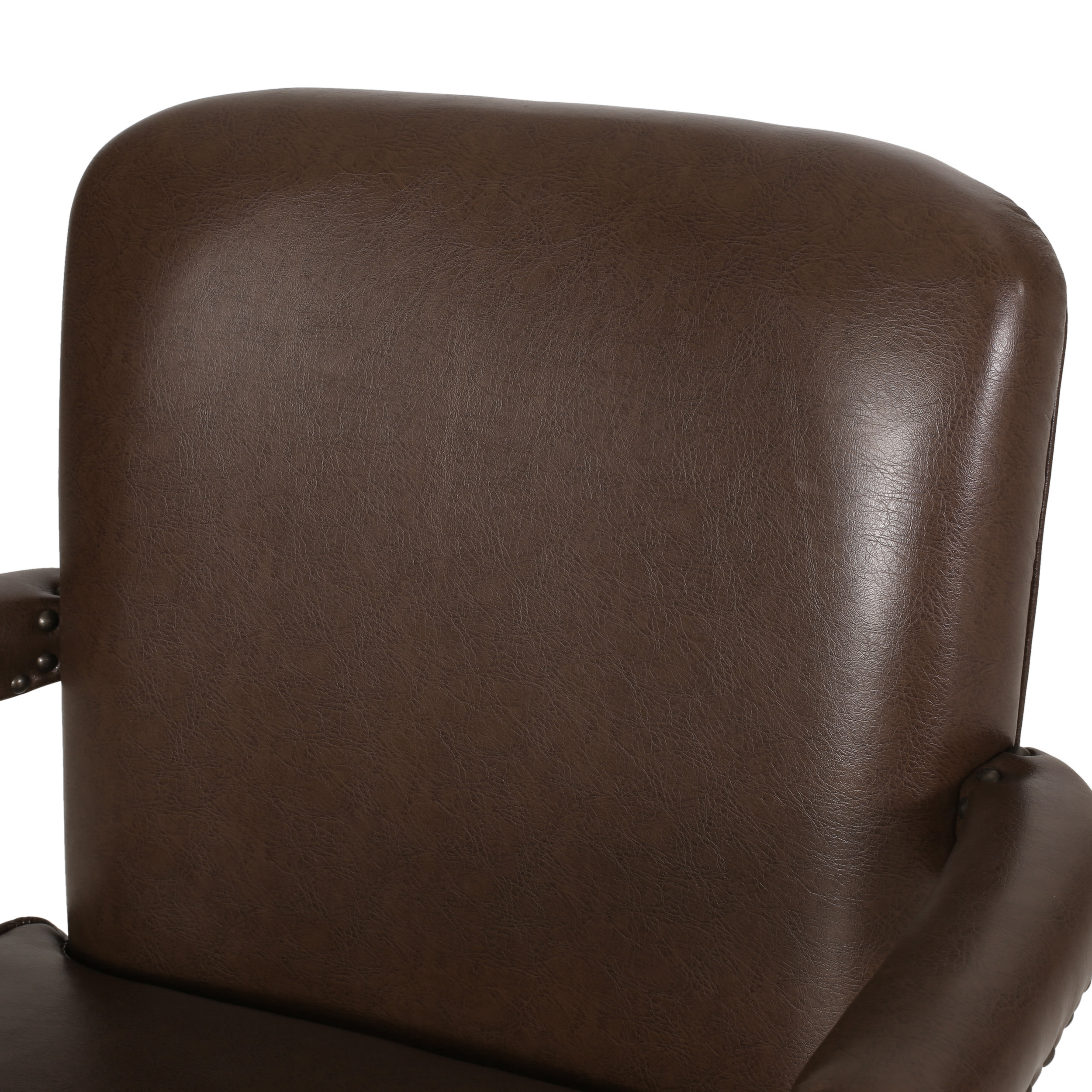 Noble House Ardson Indoor Faux Leather Dining Arm Chair, Set of 6, Dark Brown and Natural