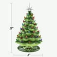 thumbnail image 2 of 15 Inch Pre Lit Tabletop Ceramic Christmas Tree, Hand Painted Holiday Decoration with Multicolored Lights, Green, 2 of 6