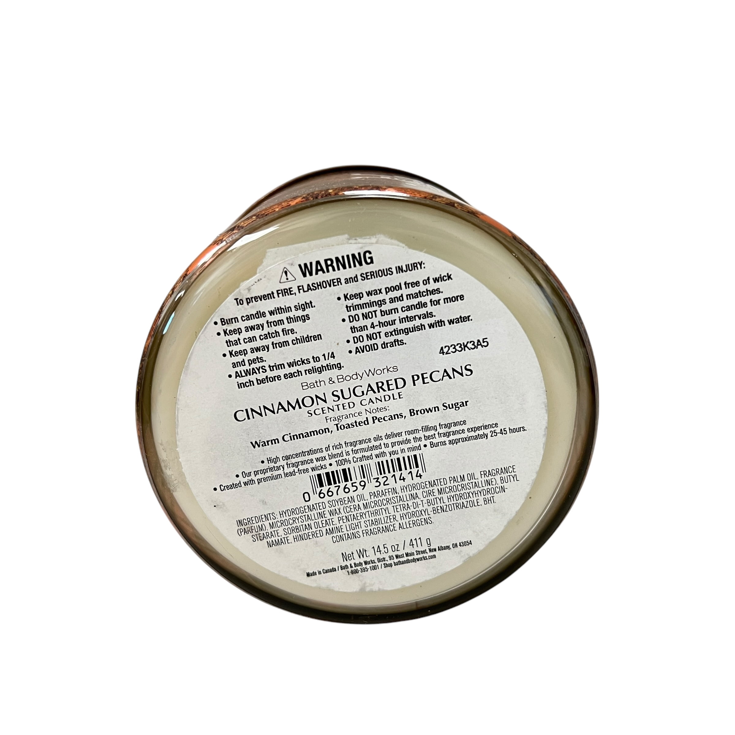 Bath & Body Works Cinnamon Sugared Pecans Scented 3 Wick Candle 14.5 oz