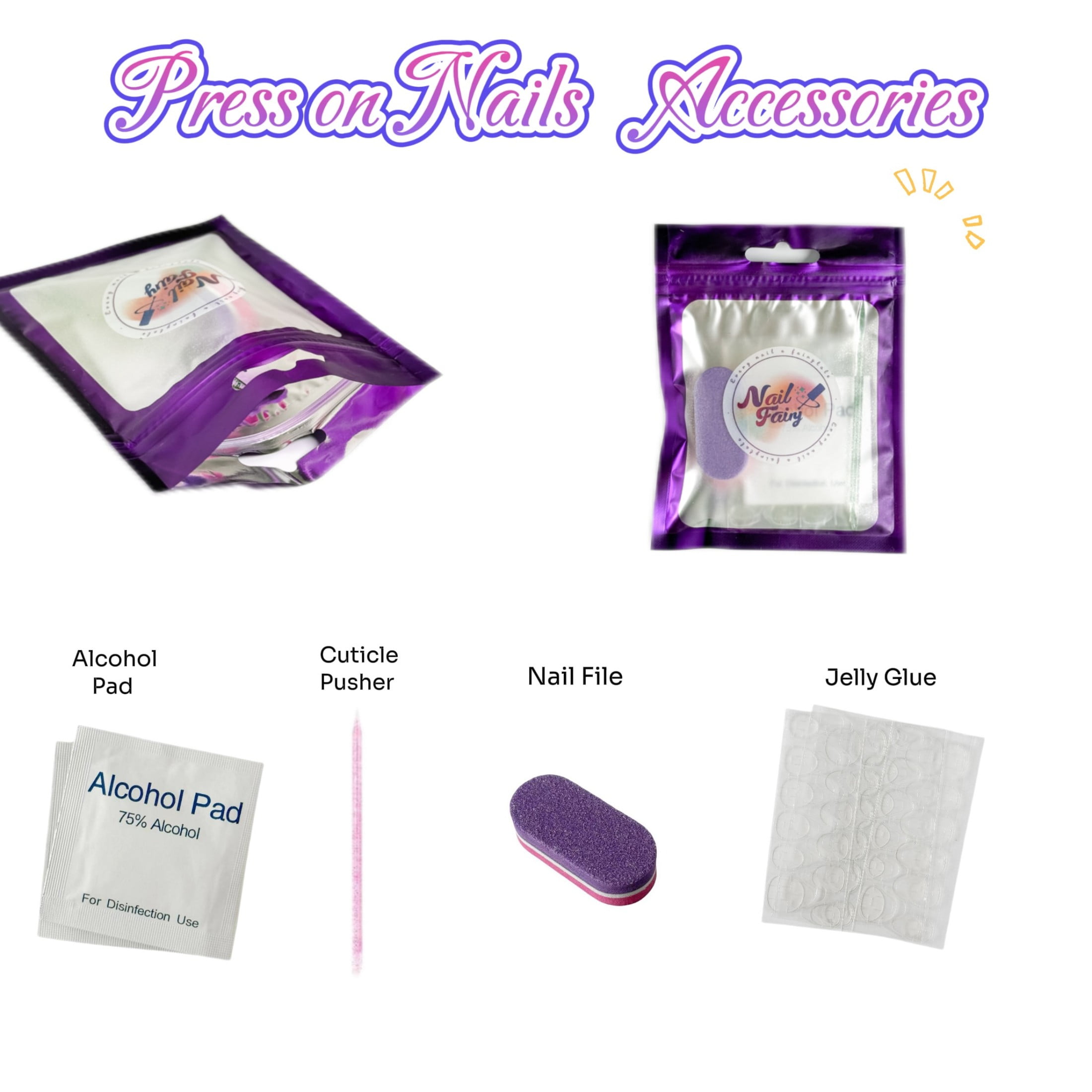 Nailfairy Handmade Press-On Nails | Square Shape Sparkling Galaxy Pink Gradient Design, Reusable with Free Application Kit Included—Medium
