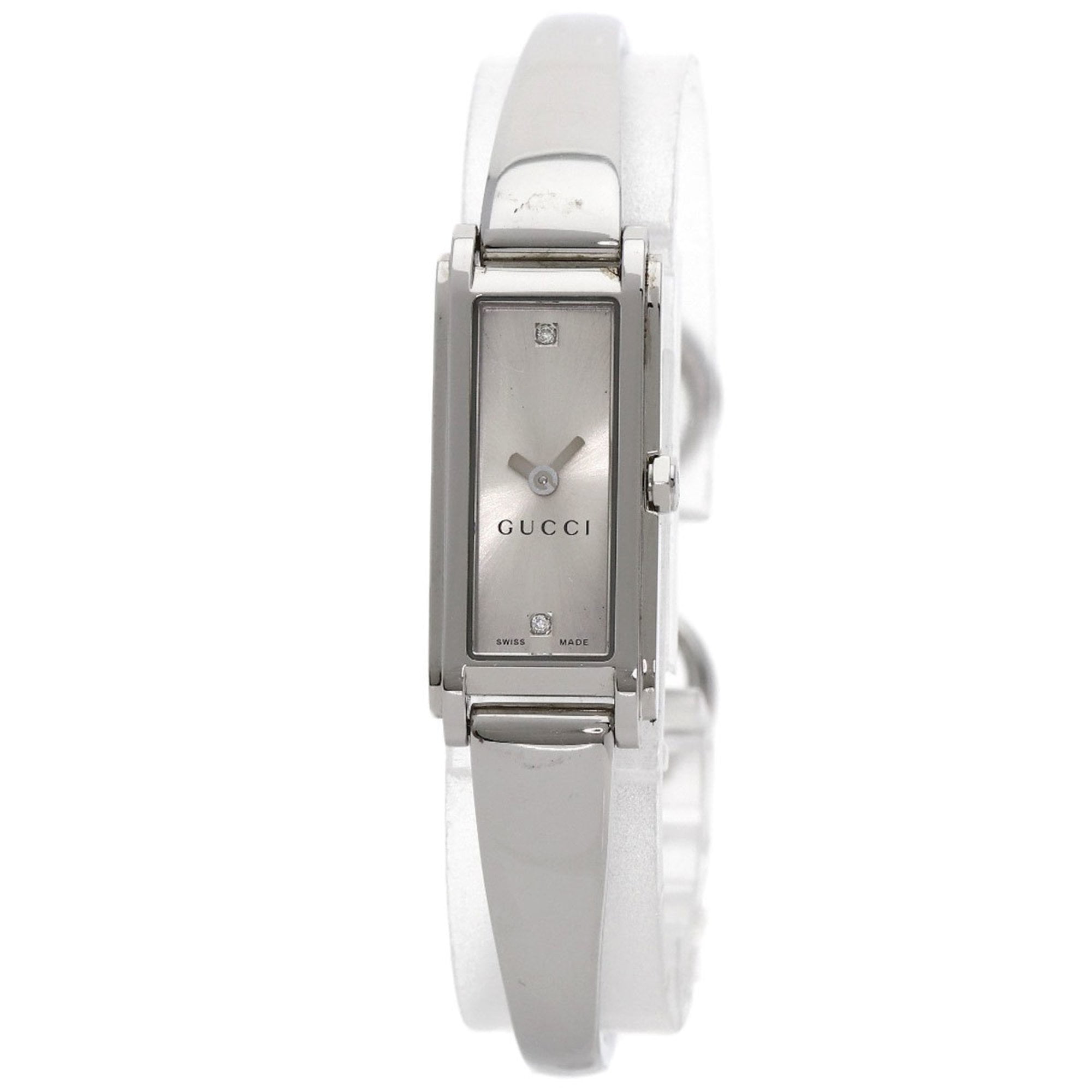 Pre-Owned Gucci 109 Square Face 2P Diamond Watch Stainless Steel/SS Women's GUCCI (Fair)