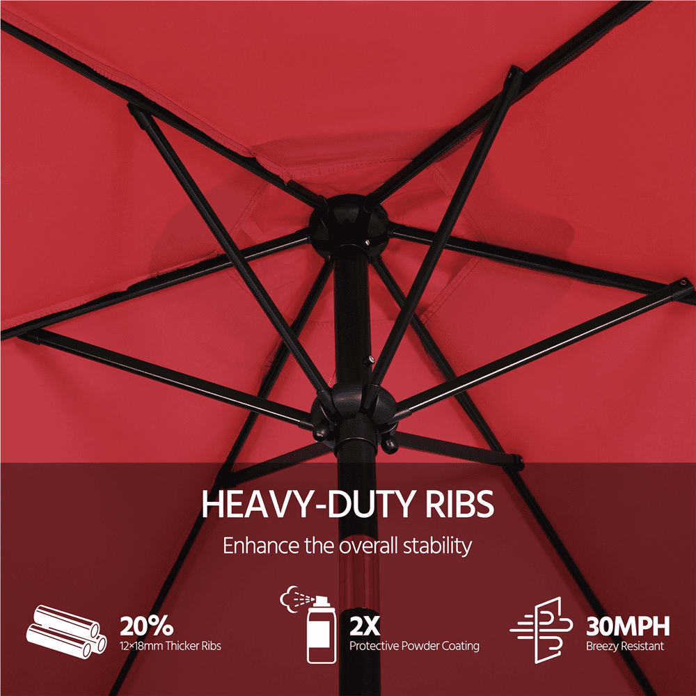 Renwick 9 Ft Outdoor Patio Umbrella with Push Button Tilt and Crank, Red
