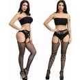 thumbnail image 6 of Plus Size Fishnet Stockings, Black Fishnets Tights Thigh High Stockings Suspender Pantyhose 4 Pack, 6 of 6
