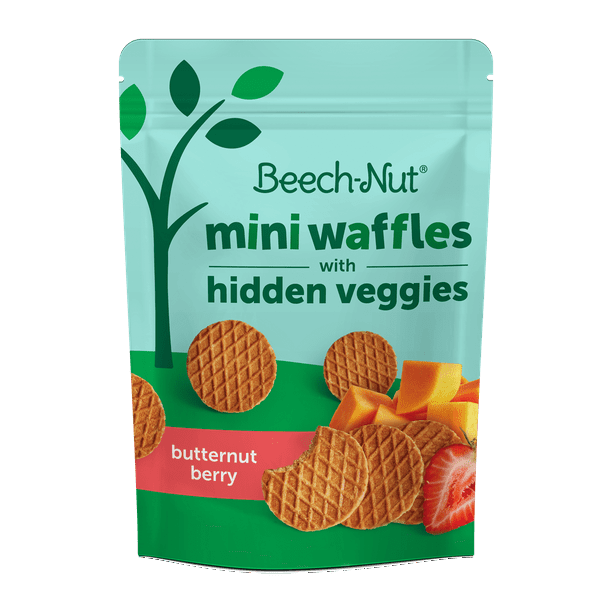 BeechNut Mini Waffles Butternut Berry Hidden Veggies Toddler Snack, 3.