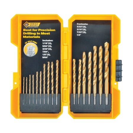 UPC: 0843518086995 | Steel Grip DR62435 Titanium Multi Size Straight Shank 135 Deg. Drill Bit Set