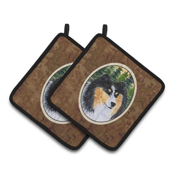 Carolines Treasures SS8140PTHD Sheltie Pair of Pot Holders 7.5HX7.5W multicolor