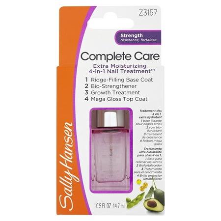 Complete Care Extra Moisturizing Strength 3157 Clear, 1 ridge-filling base coat 2 bio-strengthener 3 growth treatment 4 mega gloss top coat By Sally