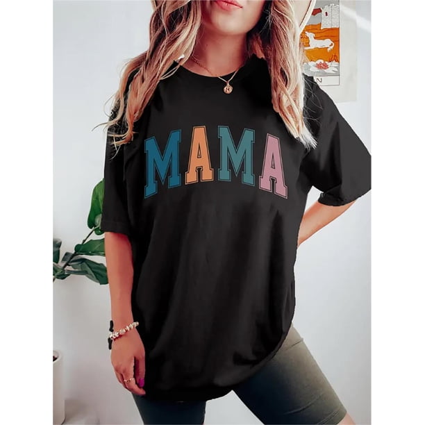 Short-sleeved T-shirt with letter print, casual round neck T-shirt, women's clothing Tee For Adult, Men, Women, Teen, Teenager, Adolescent, Youth
