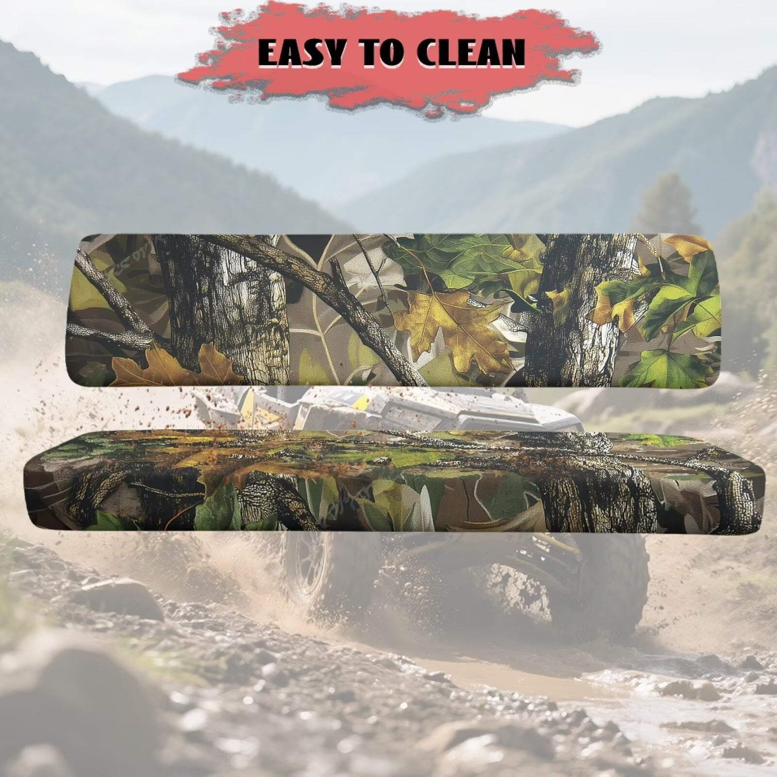 Uorisanigo UTV Seat Covers Set Dustproof Camouflage Hunting Mule Seat Cover Cushion Suitable for Kawasaki Mule 4010 4x4 2009-2025 Full Protection Covers, Anti-Slip UTV Accessories
