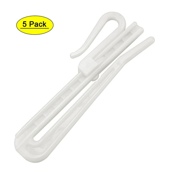 Uxcell Curtain Hooks Plastic Adjustable Depth Pinch Pleat Locking Curtain Tape Clip Hook 5Pcs