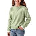 thumbnail image 5 of DJDLJWCJ Teen Girls Fleece Sweatshirt Solid Color Crewneck Pullover Long Sleeve Soft Cozy Tops for Everyday Wear Green Size 7-8Years, 5 of 9