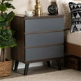 thumbnail image 2 of Bowery Hill Modern 3-Drawer Wood Bedroom Chest in Walnut Brown/Gray, 2 of 8
