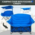 thumbnail image 4 of Bronkige Double Camping Chair with Canopy, Folding 2 Person Seat, Portable Outdoor Loveseat with Shade, Oversize Camp Chair for Beach, Lawn, and Outdoor Activities, 4 of 7