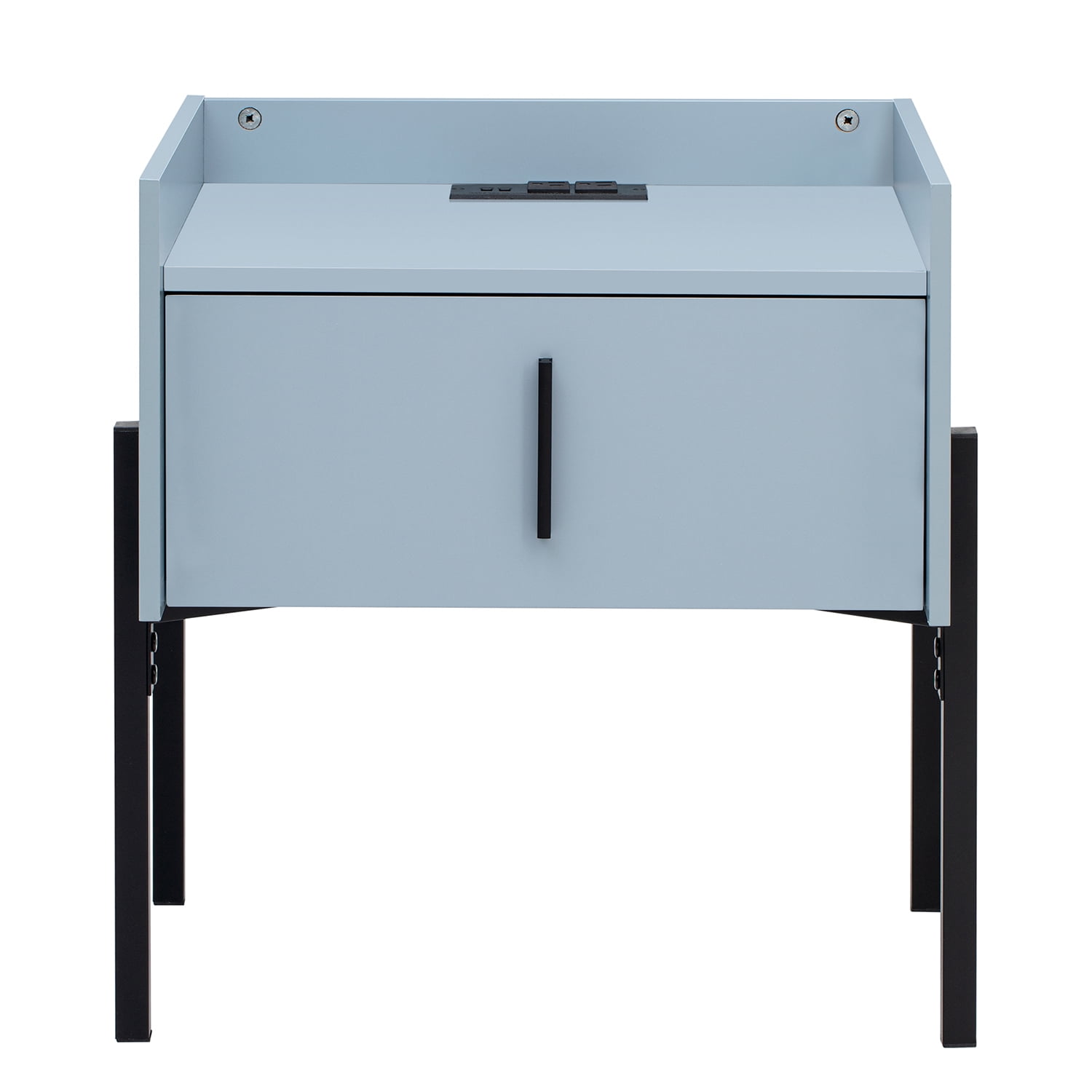 Kadyn Modern Nightstand with Drawer, Bedside Table with USB Charging Ports, Storage End Table for Living Room and Bedroom, Blue