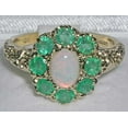thumbnail image 4 of LBG British Made 10k Yellow Gold Natural Opal & Emerald Womens Statement Ring - 33 size options - Size 7, 4 of 5