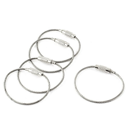 5 Pcs 1.5mm Diameter Flexible Stainless Steel Wire Ring Rope Cable 11cm Long ()