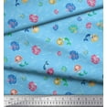 thumbnail image 2 of Soimoi Blue Cotton Poplin Fabric Mermaid & Starfish Ocean Decor Fabric Printed Yard 42 Inch Wide, 2 of 3