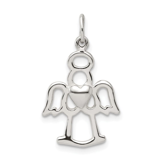 Sterling Silver Polished Angel w/ Heart Charm QC8426