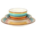 thumbnail image 6 of Gibson Home Rainbow Party 12 Piece Hand-Painted Multi-Color Stoneware Dinnerware Dish Set - Yellow, 6 of 6