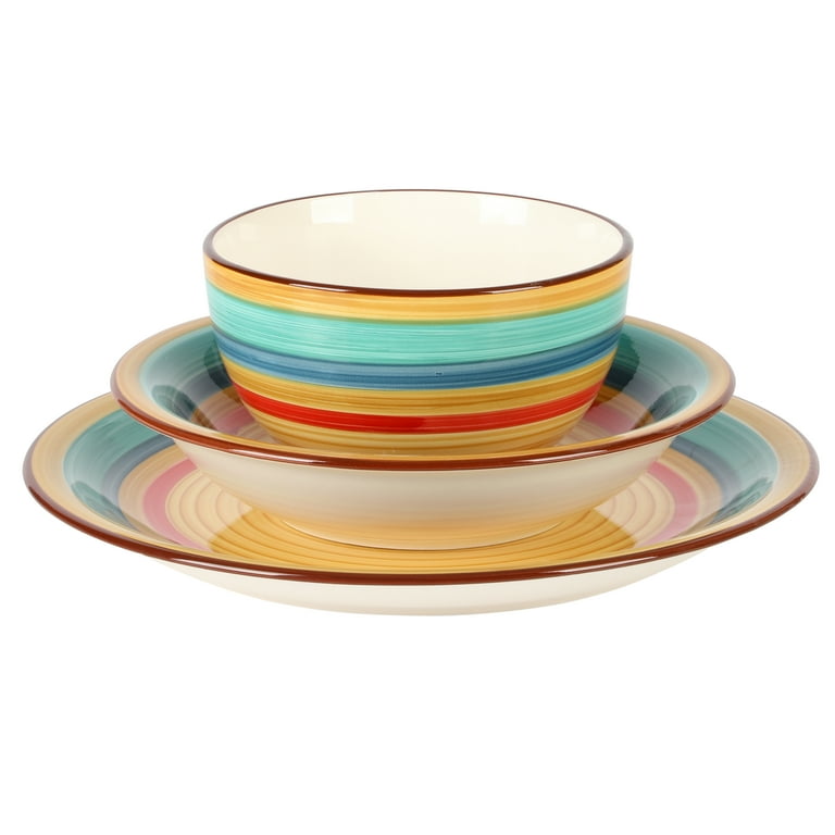 Gibson Home 12-Piece Rainbow Party Hand-Painted Dinnerware Set