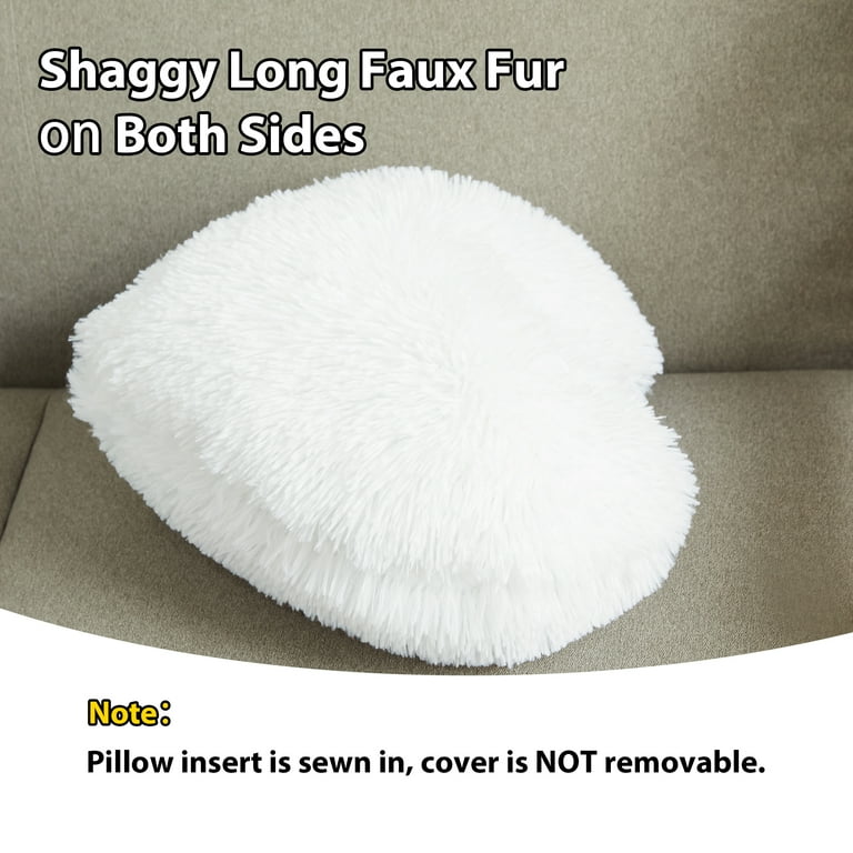 LIFEREVO Fluffy Heart Throw Pillow Valentines Day Gifts Faux Fur Heart Pillow Christmas Kids Throw Pillows Decorative Cute Soft Cushion for Living Room Dining Room Office and Sofa Chairs White Walmart...