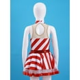 thumbnail image 5 of Miutii Kids Girls Ms.Santa Candy Cane Striped Christmas Outfits Sleeveless Ballet Leotard Tutu Dress with Hat Dancewear Red 16, 5 of 7