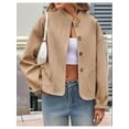 thumbnail image 5 of Women Casual Pea Coat Wool Short Jacket Fall Button Down Woolen Coat Crop Peacoat Camel Color L, 5 of 8