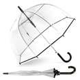 thumbnail image 1 of ShedRain Clear Bubble Umbrella - See Through, Rain Windproof Umbrella - Perfect for Weddings, Prom, Graduation and Outdoor Events - Automatic Open, Silver Crook Handle, Clear Dome with a 52 Arc Cl, 1 of 2