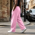thumbnail image 4 of Men's Baggy Sweatpants Wide Leg Lounge Cotton Casual Jogging Pants With Pockets | High Waist Drawstring,Open Bottom,Workout Athletic Outfits Pink M, 4 of 7