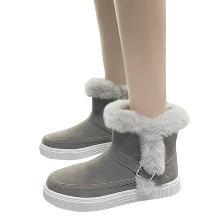 

Boots for Women Stylish Fuzzy Boots Snow Boots for Women Classic Water Resistant Anti-Slip Warm Winter Booties Slip On Memory Foam Comfort Short Ankle Boots Winter Boots for Women