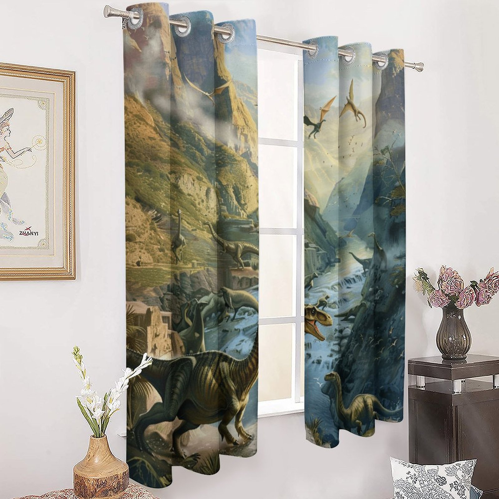 Jurassic Dinosaur Modern Window for Living Room Curtains for Child Bedroom Kitchen Decor Blinds Drapes
