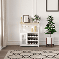 thumbnail image 2 of 3-Tier Wine Bar Cabinet with Detachable Wine Rack and Drawer, Industrial Sideboard and Buffet Cabinet with Glass Holder and Mesh Door, Durable and Stylish Storage Solution, 2 of 4
