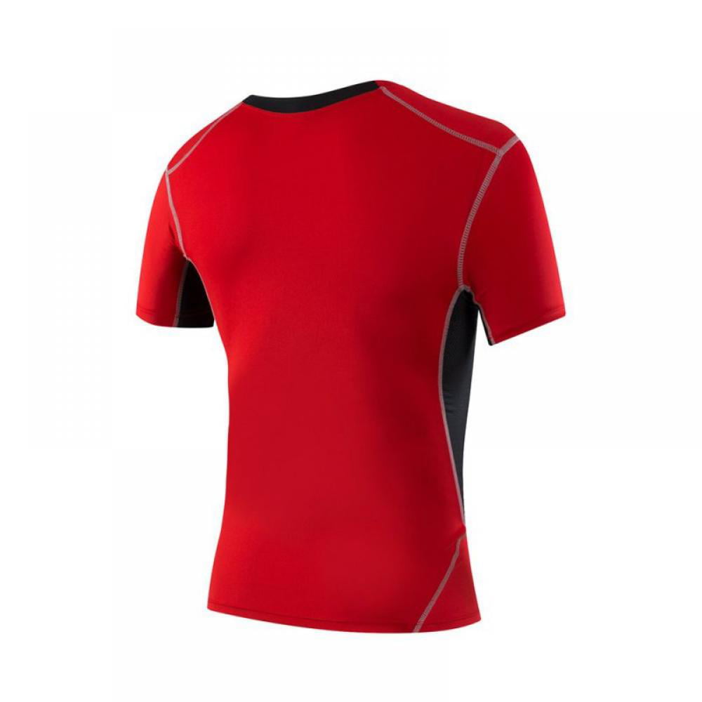 Men's Short Sleeve T-shirt Sports Compression Tight Fitness Base Layer Gym Top 