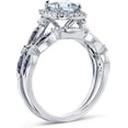thumbnail image 4 of Rag Jewels 925 Sterling Silver 3.00 Ct Cushion Cut Aquamarine & Diamond Blue Sapphire Wedding Engagement Bridal Ring Set 14K White Gold Plated For Women's -9, 4 of 5