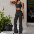thumbnail image 7 of Women's Flared Halter Neck Jumpsuit Convert to High Waist Flared Yoga Pants- Medium, Black, 7 of 7