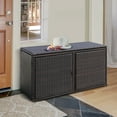 thumbnail image 2 of Costway 88 Gallon Garden Patio Rattan Storage Container Box Bin Shelf Brown, 2 of 9