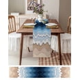 thumbnail image 3 of ERUNPONLY Navy Blue Ombre Stripe Table Runner - 72 Inch Long Abstract Summer Beach Coastal Cotton and Linen Blended Dress Scarves Farmhouse Table Runner for Kitchen Dining, Coffee Table, 16"x72", 3 of 8