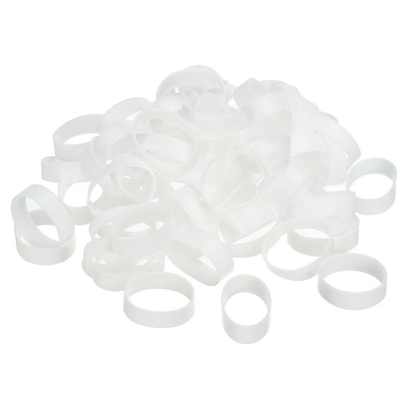 Uxcell 100pcs Silicone Rubber Bands Rings Non-slip Flat Black for Books Boxes Bag Wraps White 1 1/4"