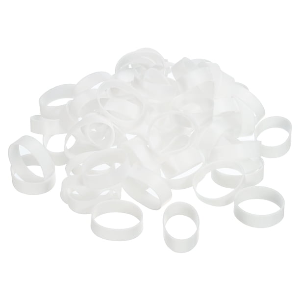 Uxcell 100pcs Bandas de Goma de Silicona Anillos Antideslizantes Planos Negros para Libros Cajas Envolturas de Bolsas Blancas 1 1/4"