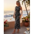 thumbnail image 3 of Merokeety Summer Maxi Dress for Women Crewneck Floral Bodycon Mesh Cocktail Formal Party Dresses Grey xl, 3 of 6