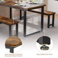 thumbnail image 4 of UHOMEPRO Kitchen Table Set with 2 Benches, 3 Piece Dining Room Sets, Modern Faux Wood Look Table Set with MDF Material and Metal Frame, Dining Table Set for Home, Brown, 4 of 8